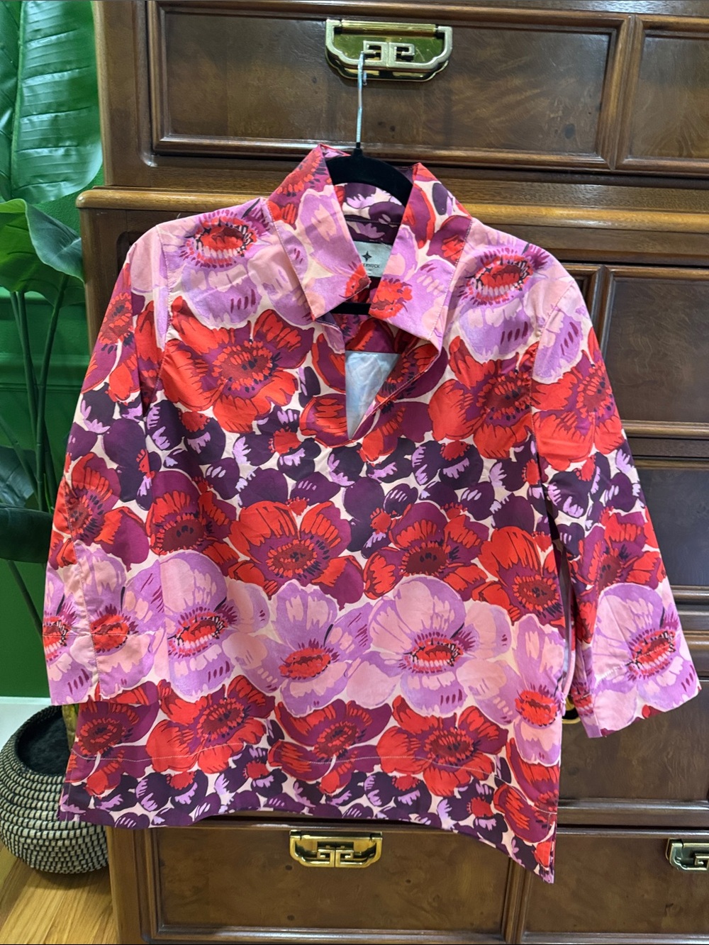 Tuckernuck Women's Floral Collared Jacket - Red & Pink